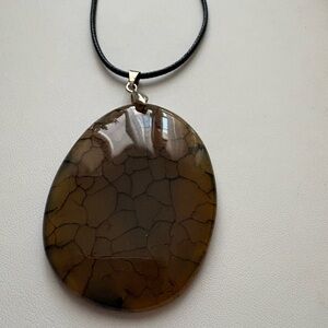 New Dragons Vein Large  Stone Pendant on Black Cord